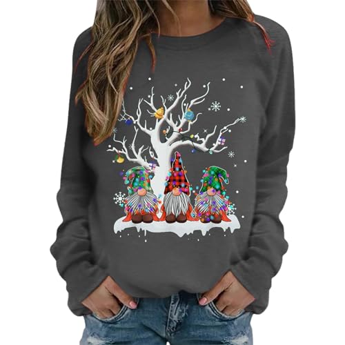 Sweat-shirt décontracté pour femme pull ample gris foncé en taille L