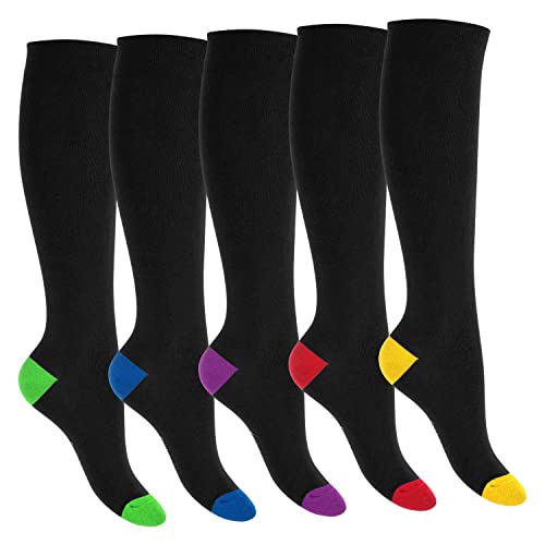 Footstar Kinder Baumwoll Kniestrümpfe (5 Paar) mit abgesetzter Ferse und...