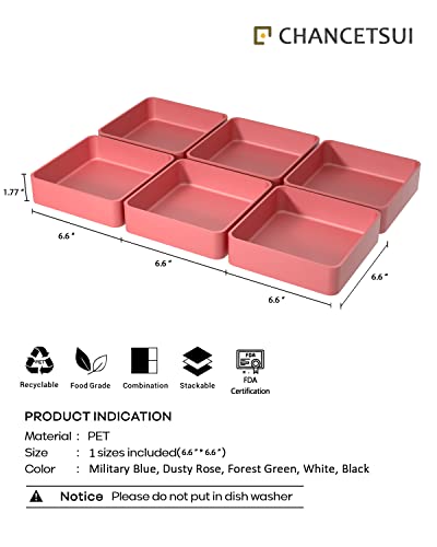 6 Pcs Stackable Drawer Organizer Set, 6.6" X 6.6" Square Plastic Vanity Drawer Organizers And Storage Bins, Desk Drawer Organizer Trays For Makeup,Bathroom Countertop,Office Drawer Divider, Dusty Rose #TOP4