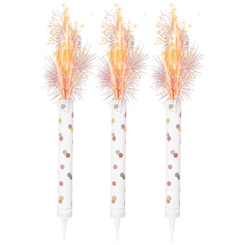 Birthday Rosegold Glitz Ice Fountains - Vibrant & Sparkling Celebration Candles, Ideal for Christmas Decoration, Birthday Party, Cake Decorations, new Year and Many (3Pcs Rose Gold Fountain)