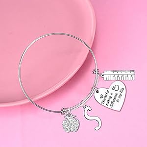 Nzztont Teacher Gifts for Women Teacher Initial Bangle Bracelet Teacher Appreciation Gifts thank You Gifts for Teachers