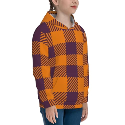 Fall Buffalo Plaid Kids Pullover Hoodies Boys Sweatshirts Girls Athletic Clothes with Pocket3