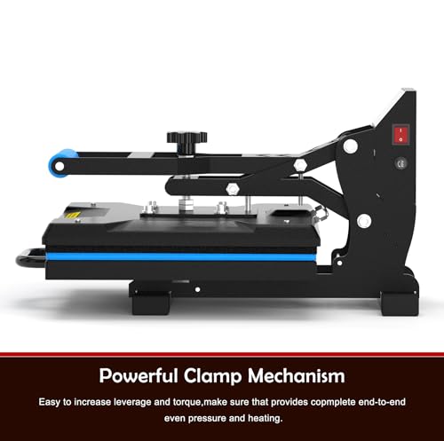 Delclynee 15" x 15" High Pressure Heat Press Machine for T-Shirts, Industrial-Quality Digital Sublimation Printer, Black, Plastic, DC-1515