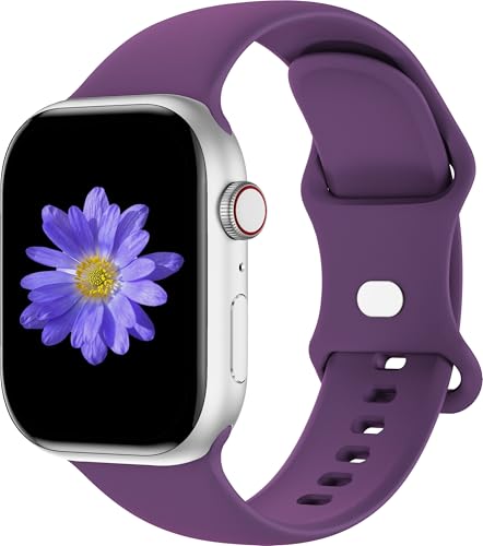 Cindgress Sport Band Compatible with Apple Watch 41mm 38mm 40mm 42mm for Women Men Soft Silicone Strap for iWatch Wristband Series Ultra SE 11 10 9 8 7 6 5 4 3 2 1 S/M Purple