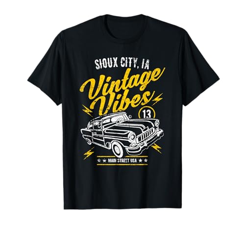 Sioux City Iowa USA Vintage Vibes Car Diseño envejecido Camiseta