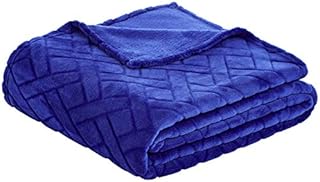 Amazon Basics Fleece Blanket embossed - Blue, 150 x 200 cm