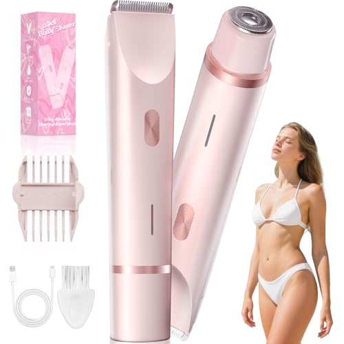 Fanovae Bikini Trimmer Electric Razors for Women, Personal Shaver for Pubic Hair, Bikini Line, Legs, Underarms & Face, USB-C Rechargeable, Gentle on Sensitive Skin, Rinsable, Gift, Petal Pink