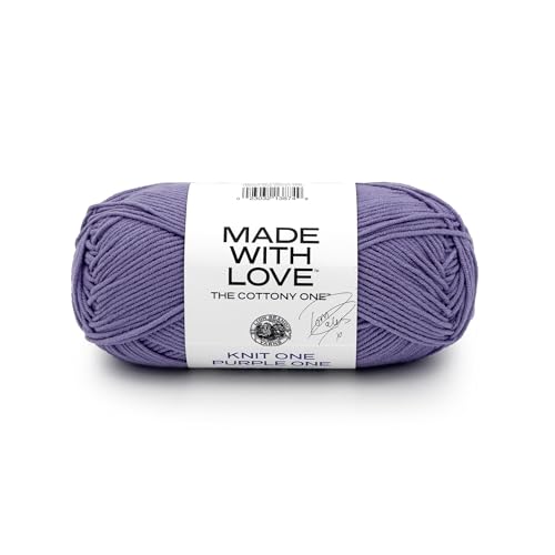 Image of Lion Brand Yarn, Tom Daley Made with Love The Cottony One Yarn for Crocheting, Knitting, and Crafts, Knit1Purple1, 1 Pack