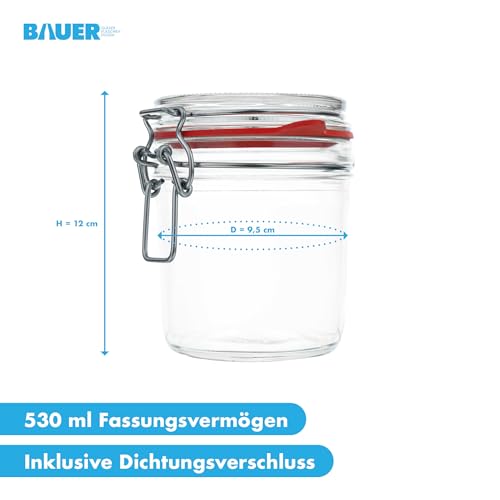 Fermentiergläser Drahtbügelgläser 530 ml – Set mit 12 Stück