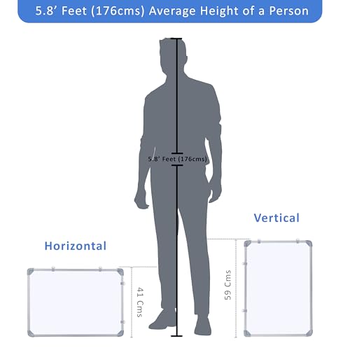 Image of Eduway 1.5x2 Feet Kunj Non-Magnetic Double-Sided White Board and Chalkboard Combo with 1 Marker and 1 Duster | Ideal Use for Home, Office, with Sliding Hanging Clips, Robust Aluminum Frame (59x41cm)