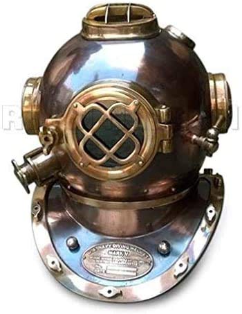 Realistic Scuba Diving Divers Helmet US Navy Mark V Solid Vintage Copper Finish