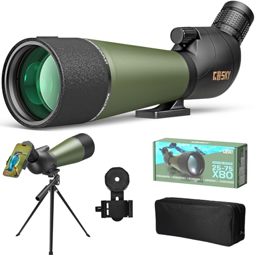Gosky Flagship 25-75x80 Spotting Scope - Spotting Scopes with Tripod, Carrying Bag and Quick Phone Holder BAK4 Waterproof Spotter Scope for Bird Watching Target Shooting,Upgraded Version