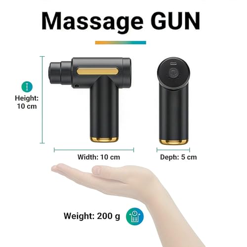 Image of Athri Aura Electric Handheld Massage Gun | Pain Relief & Muscle Recovery | Deep Tissue Body Massager with 4 Heads | Full Body Relaxation Tool | Multi Color | Pack of 1