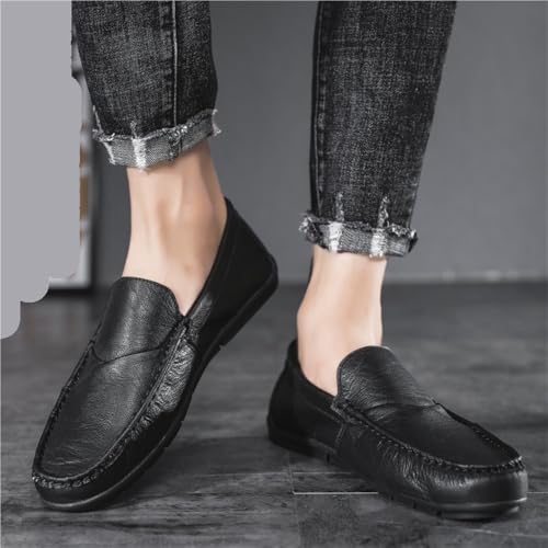 Mens Loafers Slip On Round Toe PU Leather Moccasins Lightweight Comfortable Casual Shoes Solid Color Classic Driving2