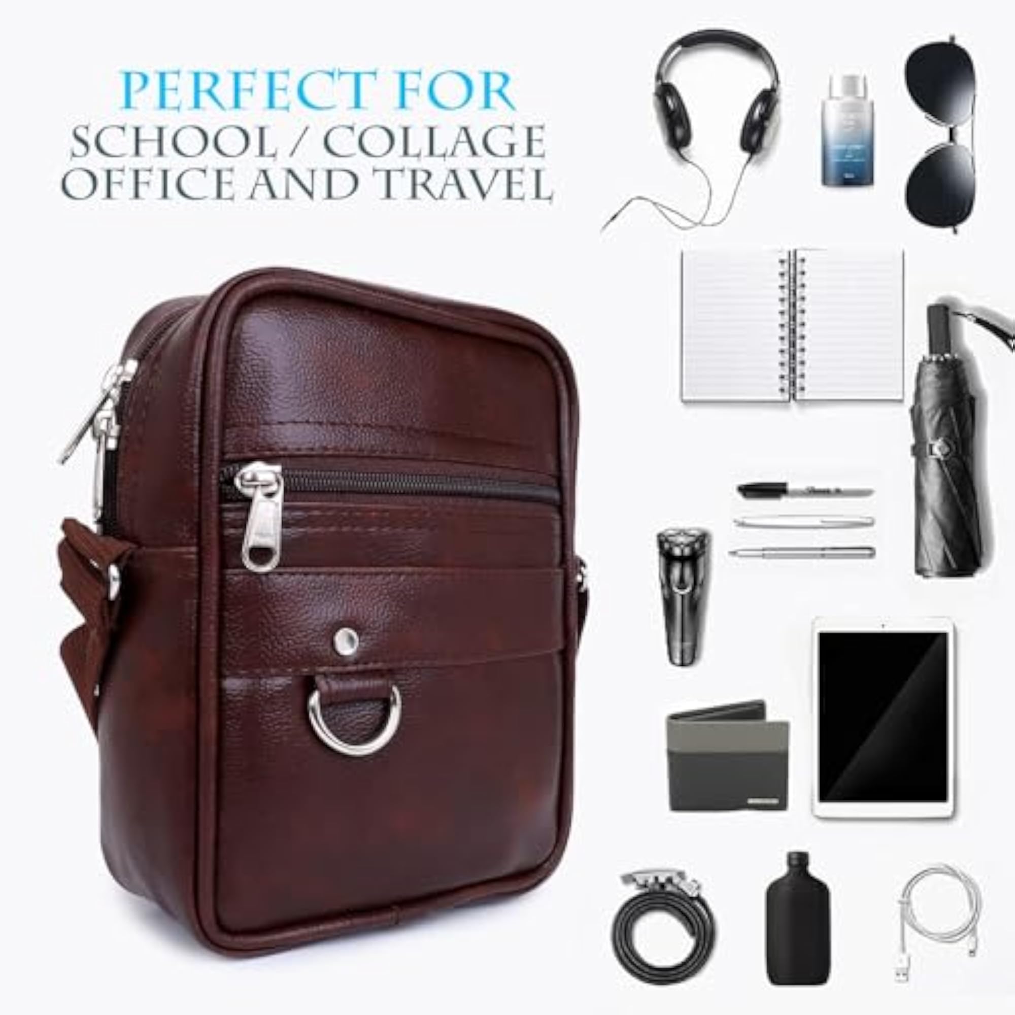 Stylish PU Leather Sling Bag for Men, Cross Body Travel