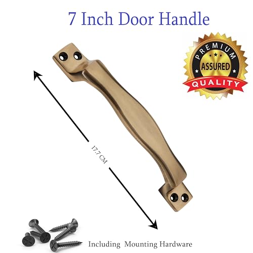 Image of Door Handle Cool Door Handles for Main Door Aluminum (7 Inch), Antique- Finish Door Handles for Home and Office for Wooden & Glass Door Handle, Pull Door Handle (Pack of 3 Pair, Tie)