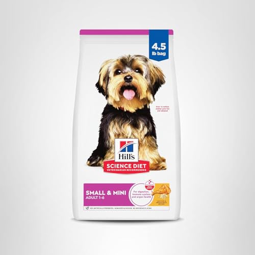 Hill’s Science Diet Small & Mini, Adult 1-6, Small & Mini Breeds Premium Nutrition, Dry Dog Food, Chicken & Brown Rice, 4.5 lb Bag
