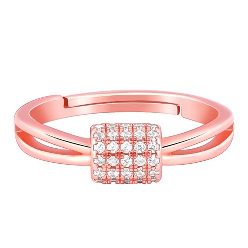 Image of GIVA 925 Silver Rose Gold Lucky Loop Ring, Adjustable | Gifts for Women and Girls | With Certificate of Authenticity and 925 Stamp | 6 Months Warranty