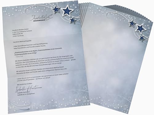 Weihnachtsbriefpapier | Simply Stars | 50 Blatt weihnachtliches Motivpapier DIN A4 | Briefpapier