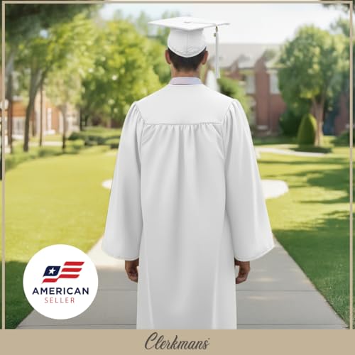 Image of CLERKMANS Unisex Matte Graduation Cap Gown Tassel Package, High School and University