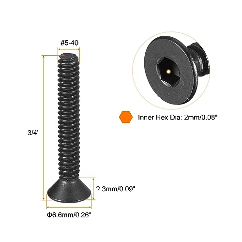 uxcell #5-40x3/4" Flat Head Socket Cap Screws - Image 2