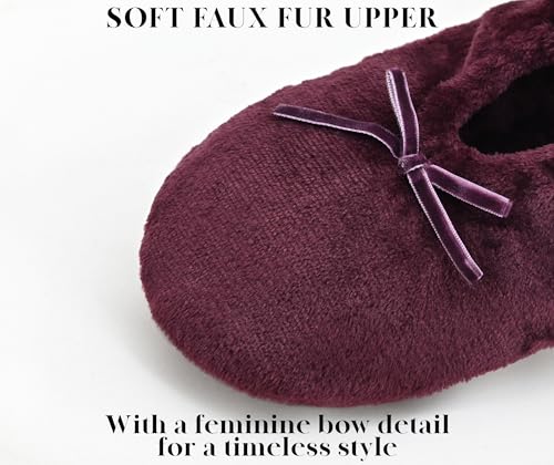Image of Keyela Women's Ballerina Slippers,Non-Slip Bedroom Slippers Socks | Soft fuzzy slipper socks for ladies Indoor home slippers Cozy sock slippers Ballet Slippers