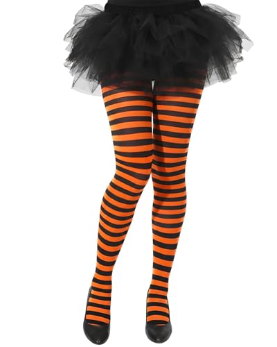Syhood 1 Pair Womens Opaque Tights L/XL 80d Nylon Microfiber Stockings Footed Pantyhose (Orange Black)