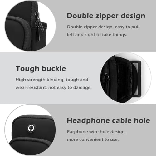 Image of Phone Holder for Running, Universal Adjustable Arm Band Key Card Bag Fit Gym Jogging Hiking Exercise Walking Workout, Running Armband for Phone Under 7 Inch(Black)