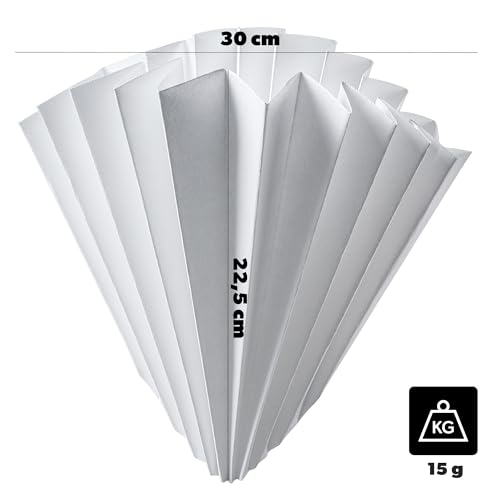 KADAX Filtereinsatz für Trichter, Faltenfilter, Filterpapier zur Feinfiltration von Wein, Likör, Saft und Spirituosen, Weinfilter, Likörfilter, Saftfilter (30 × 22.5 cm)