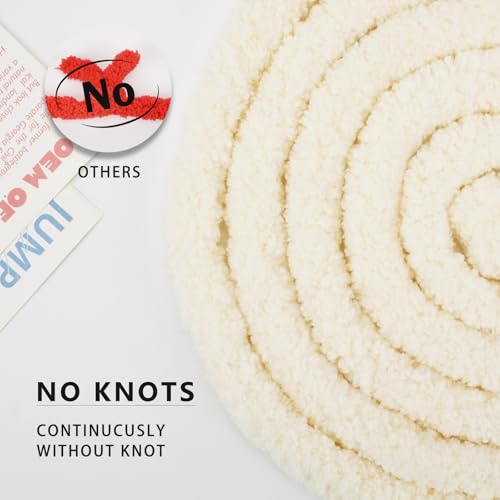 Chunky Yarn for Hand Knitting, Chunky Chenille Blanket Yarn for Crocheting, Bulky Soft Fluffy Chenille for Blanket Project, 8 Pack of 8oz/25yds, Milk White