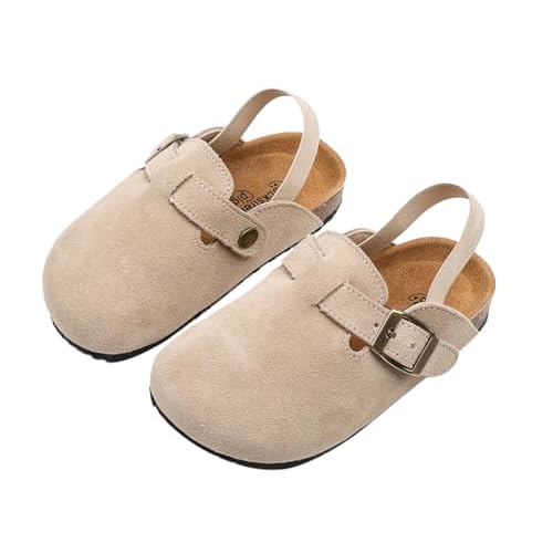 Toddler Suede Clogs with Strap Kids Suede Clogs Slippers Adjustable Straps for Boys Girls Indoor & Outdoor Slip-on Kids Shoes