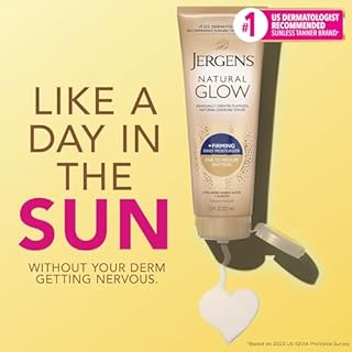 Jergens Natural Glow +FIRMING Self Tanner, Sunless Tanning Lotion for Fair to Medium Skin Tone, Anti Cellulite Firming Body Lotion for Natural-Looking Tan, 7.5 Ounce