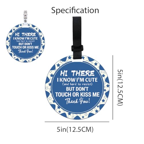 Image of 2 Pack Blue Star Do Not Touch Signs Durable Stop No Touching Car Seat Sign Stroller Tag with Hanging Strap and Clip Durable Car Safety Signs Tags for Car Accessories 5 Inches