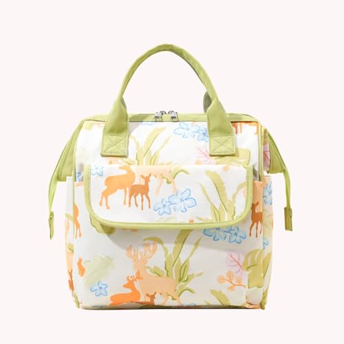 Mochila para mujer grande amarilla con múltiples compartimentos de moda 6