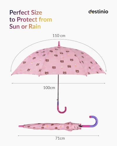 Image of Destinio Umbrella for Kids; Stylish & Cute, Child Safe, 100% Waterproof; Kids Umbrella for Girls, Boys and Baby