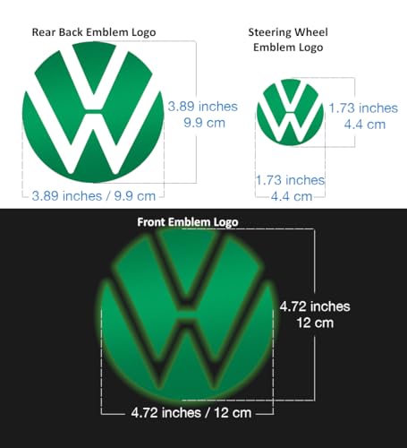 Image of IPG Decal Made for VW 2021 Passat Polo Tiguan Golf Rear /Front Emblem Logo Decals Stickers Set (4 Units) (Reflective Green)