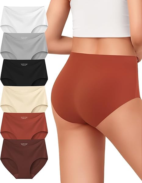 Womens Underwear Seamless Full Coverage Breathable Briefs No Show Silky Stretch High Waisted Ladies Panties 3, 6 Pack-image-4