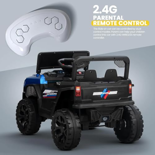 Image of Driving EV Cars for 1, 2, 3, 4, 5, 6 Years | Remote + Steering + Mobile App Control | Kids Jeeps (Entery Level Jeeps [2-6 Years] GT1, Blue)