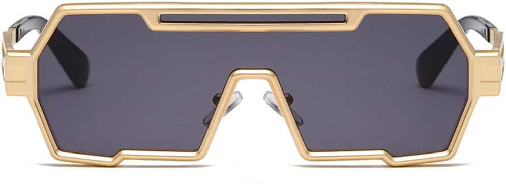 Junsika Retro Steampunk Sunglasses for Men Fashion Cool One Piece Irregular Metal Frame Sunglasses - Image 2