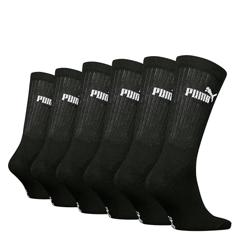 PUMA Unisex Crew Tennissocken Sportsocken Socken für Damen Herren 12 Paar, Farbe:200 - black, Socken & Strümpfe:43-46