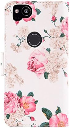 UrSpeedtekLive Google Pixel 2 Case, Google Pixel 2 Wallet Case, Premium PU Leather Wristlet Flip Case Cover with Card Slots & Stand Compatible Google Pixel 2 (2017), Flower