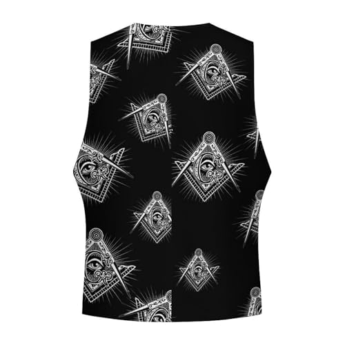 Masonic Freemason Square Compass Suit Vest for Men Casual Business Tuxedo Slim Fit Suit Vests Lightweight Waistcoat4