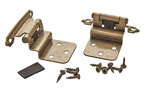 Amerock | Cabinet Hinge | 3/8 Inch (10 Mm) Inset Hinge | Burnished Brass | 2 Pack | Self-Closing Hinge | Face Mount Hinge | Cabinet Door Hinge #TOP6