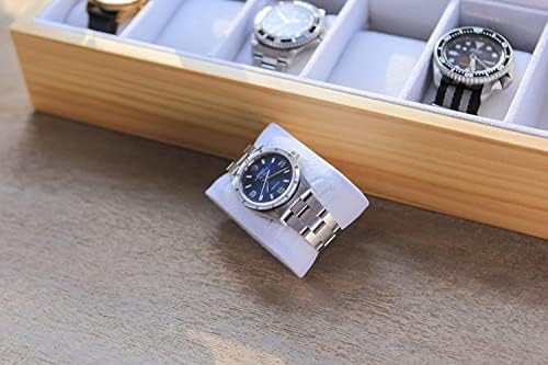 CASE ELEGANCE Solid Light Wood Watch Box Organizer with Glass Display Top