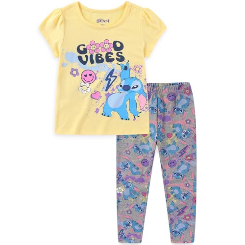 Image of Disney Lilo & Stitch Girls Short Sleeve T-Shirt and Legging Pants Set for Big Kids