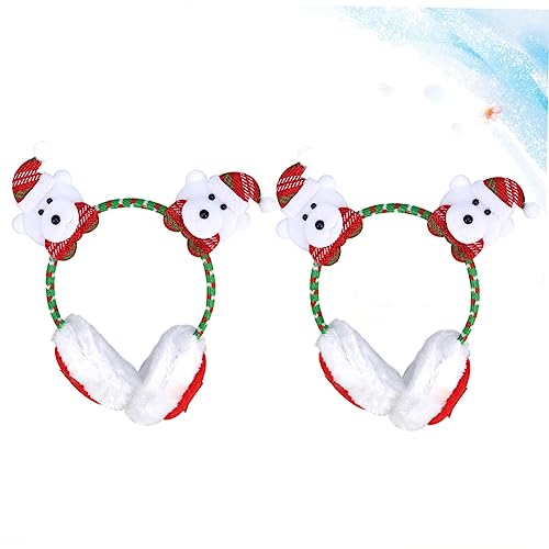 MERRYHAPY Christmas Warm Earmuffs 2pcs Plush Ear Covers for Kids Adults Winter Ear Muffs Hair Hoops4
