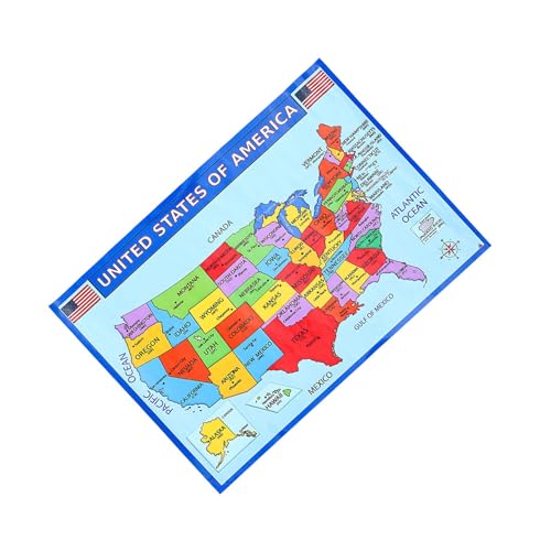 Genérico Póster Educativo en Papel UV Resistente y Diseño Visualmente Atractivo de Mapa de Estados Unidos para Dormitorios y Aulas Cuadros Habitacion Infantil