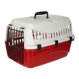 Kerbl 81348 Caja de transporte Expedion (caja de transporte para mascotas perros gatos conejos) plástico 45x30x30 cm crema/bordeos