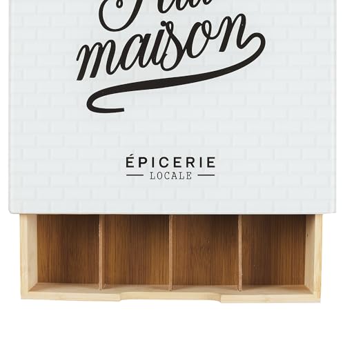 Miniatura 6 de Home Deco Factory - Ka5953, Porta Cápsulas Cajón De Madera Y Vidrio, Almacenamiento Organizado Para Café Y Té, Diseño Moderno, Fácil De Mantener, Dimensiones 30x10x30 Cm, Color Marrón Y Blanco