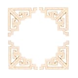 MUXSAM Wood Carved Appliques Onlays, 4-Pack Unpainted Corner Wooden Carvings Embellishments for Mirror Dresser Vanity Cabinet Mantel Picture Frame Update Furniture Decals, 8x8cm/3.15x3.15in